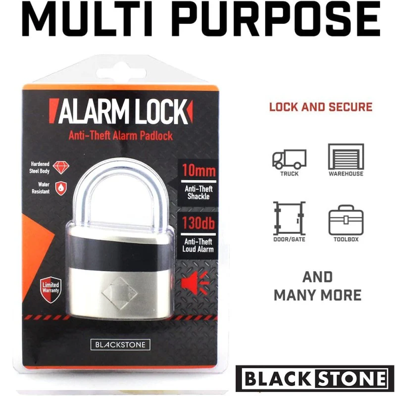 Blackstone 10mm Alarm Padlock – 130dB Smart Lock - Image 4