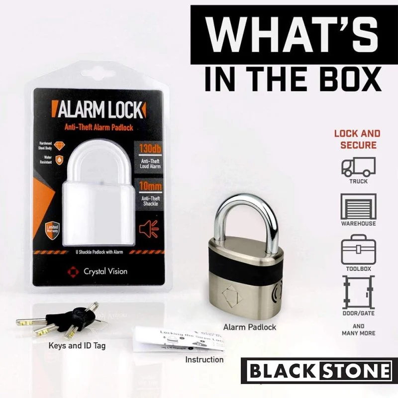 Blackstone 10mm Alarm Padlock – 130dB Smart Lock - Image 5