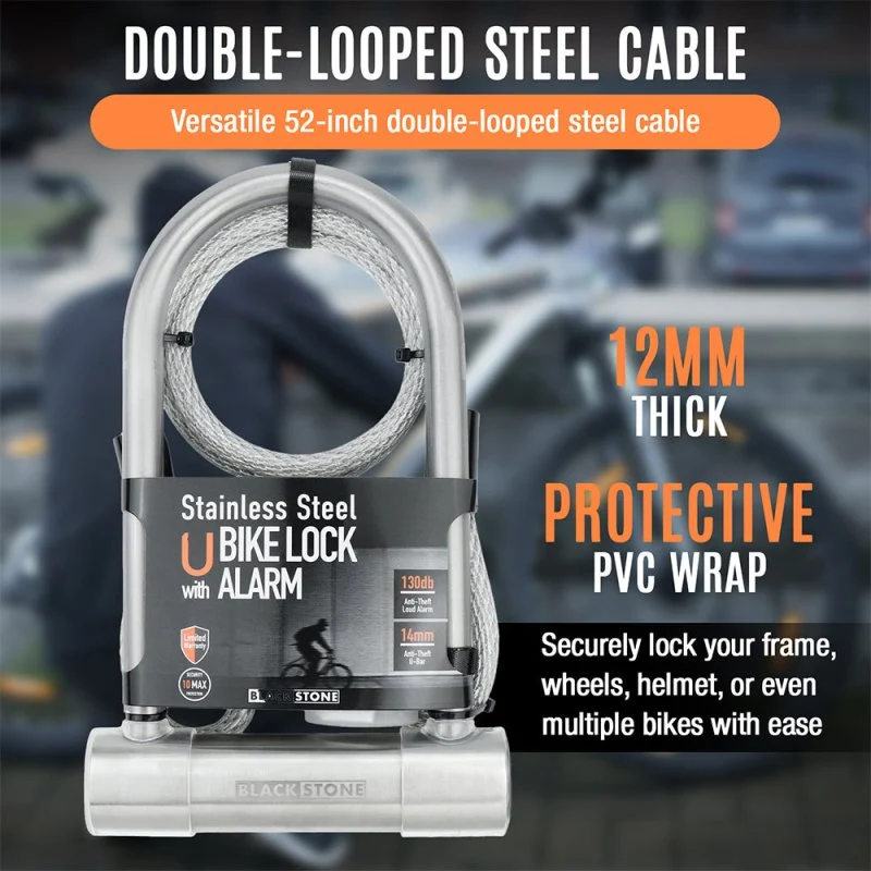 Blackstone U Bike Lock – Fits Fat Tire & E-Bikes, 52In Cable - Image 4