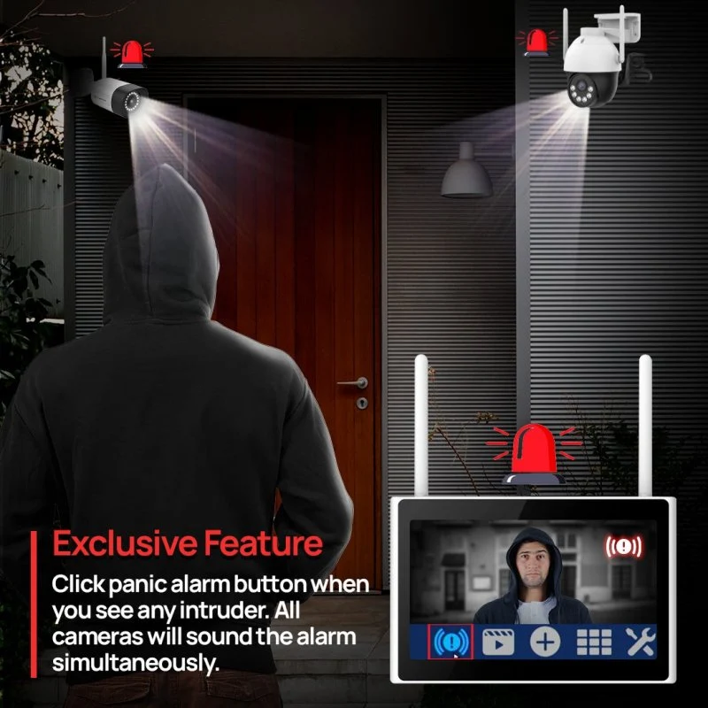 Crystal Vision 10CH WiFi6 NVR with 10.1" Monitor - 4 PT Cams - Image 3